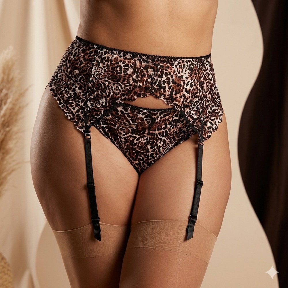 |NWT| Torrid Leopard Lace Garter Belt Strappy Lingerie 5/6 Animal Print